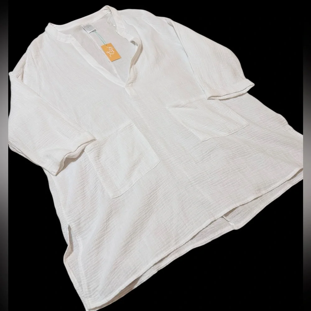 💙🌼NWT KONA SOL COVER UP. FRONT POCKETS 100% COTTON. - Picture 7 of 11